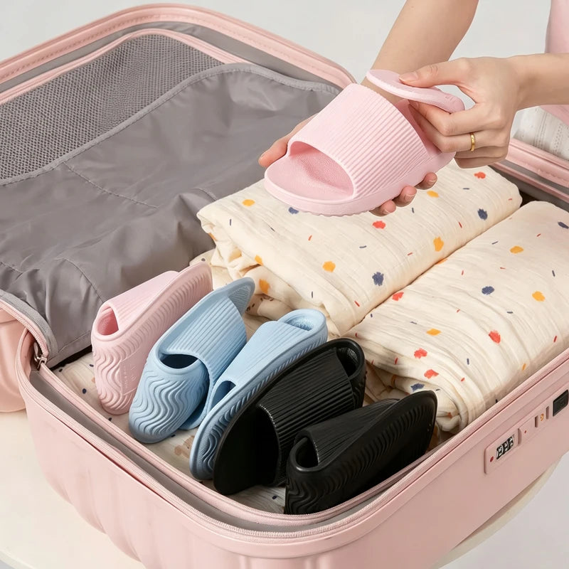 Soft Foldable Slippers Women EVA Portable Travel Indoor Bathroom