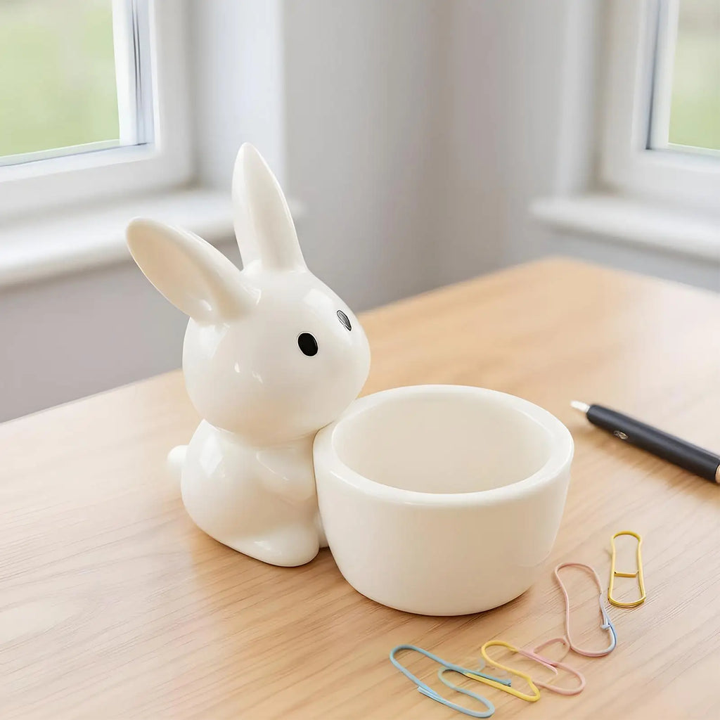 Bunny Candleholder White Cute Easter Egg Stand Decor Banquet