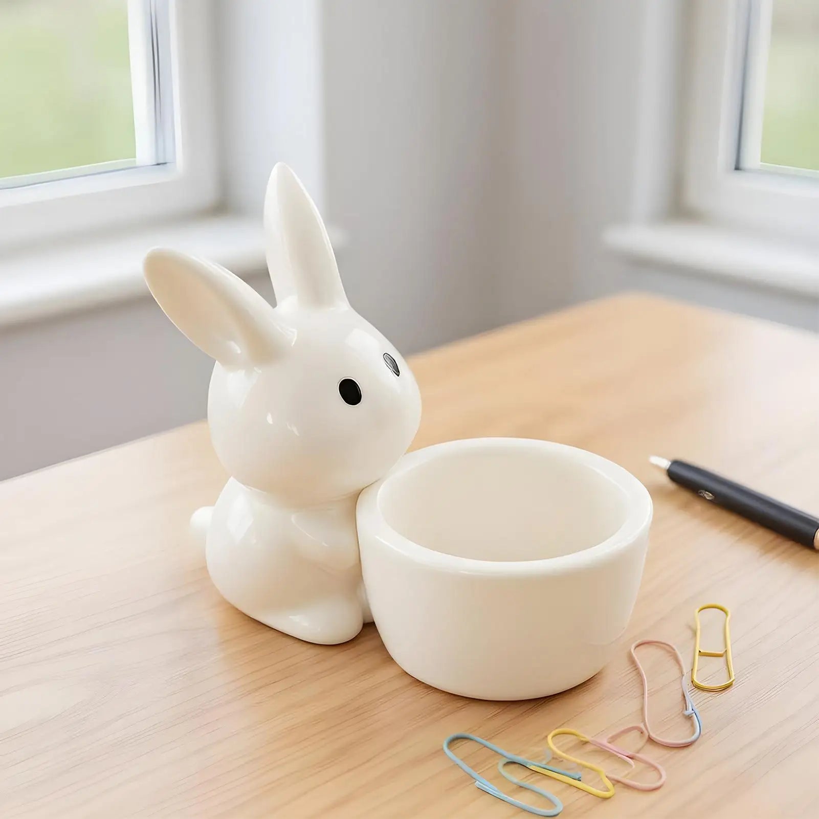 Bunny Candleholder White Cute Easter Egg Stand Decor Banquet
