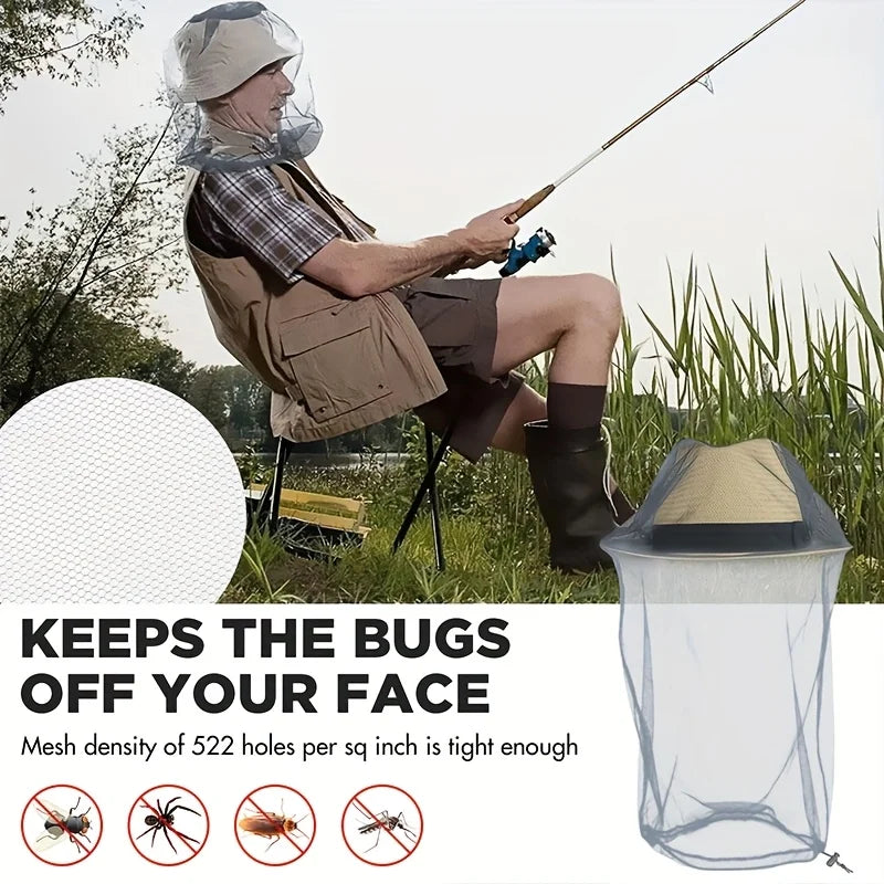 Extra-large Mosquito Head Net Face Mask Heavy-duty Fine Mesh Bug