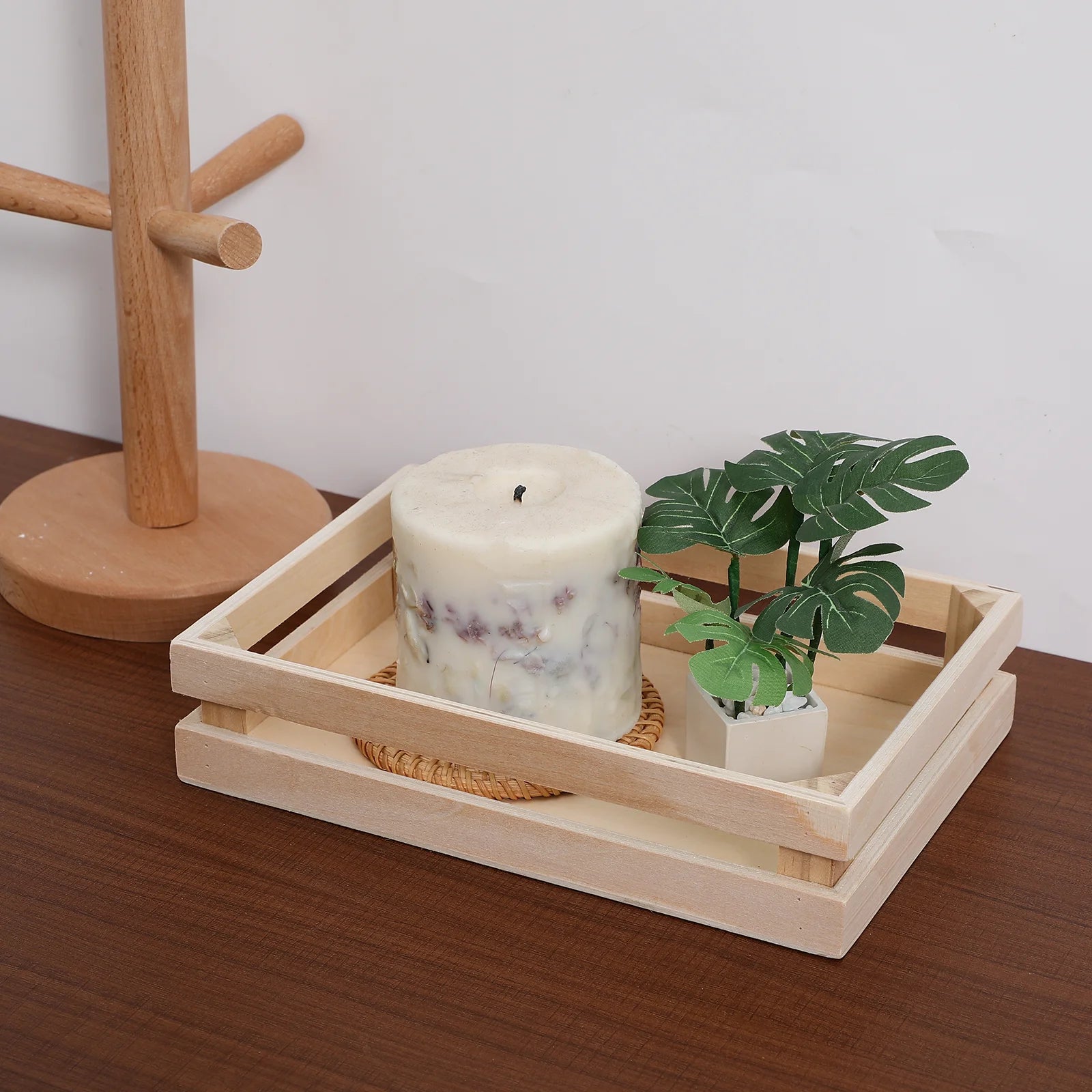 Small Storage Containers Basket Baskets Wooden Organizer Rectangle