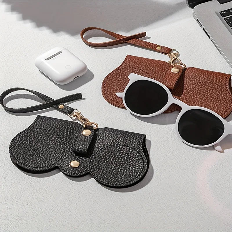 Fashion Retro Portable Glasses Bag Faux Leather Storage Clip Durable