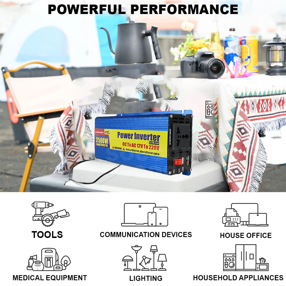 1000W-3500W Intelligent Inverter 12V 24V 48V 110V 220V DC AC Single