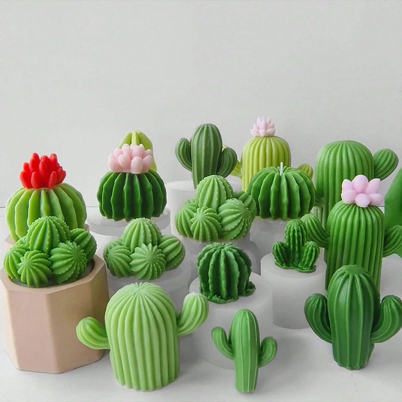 Succulents Candle Silicone Mold 3D Cactus Succulent Plants Soap Aroma Plaster Cement Craft Ornament Making Mold Home Decor Zpaxo