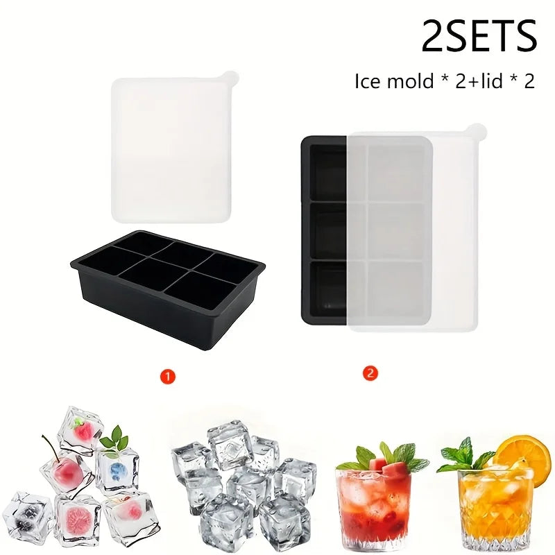2-Pack Silicone Ice Cube Trays with Lids, Dishwasher Safe Food-Grade Collapsible Molds for Clear Whiskey Ice, Father's Day Gift Zpaxo