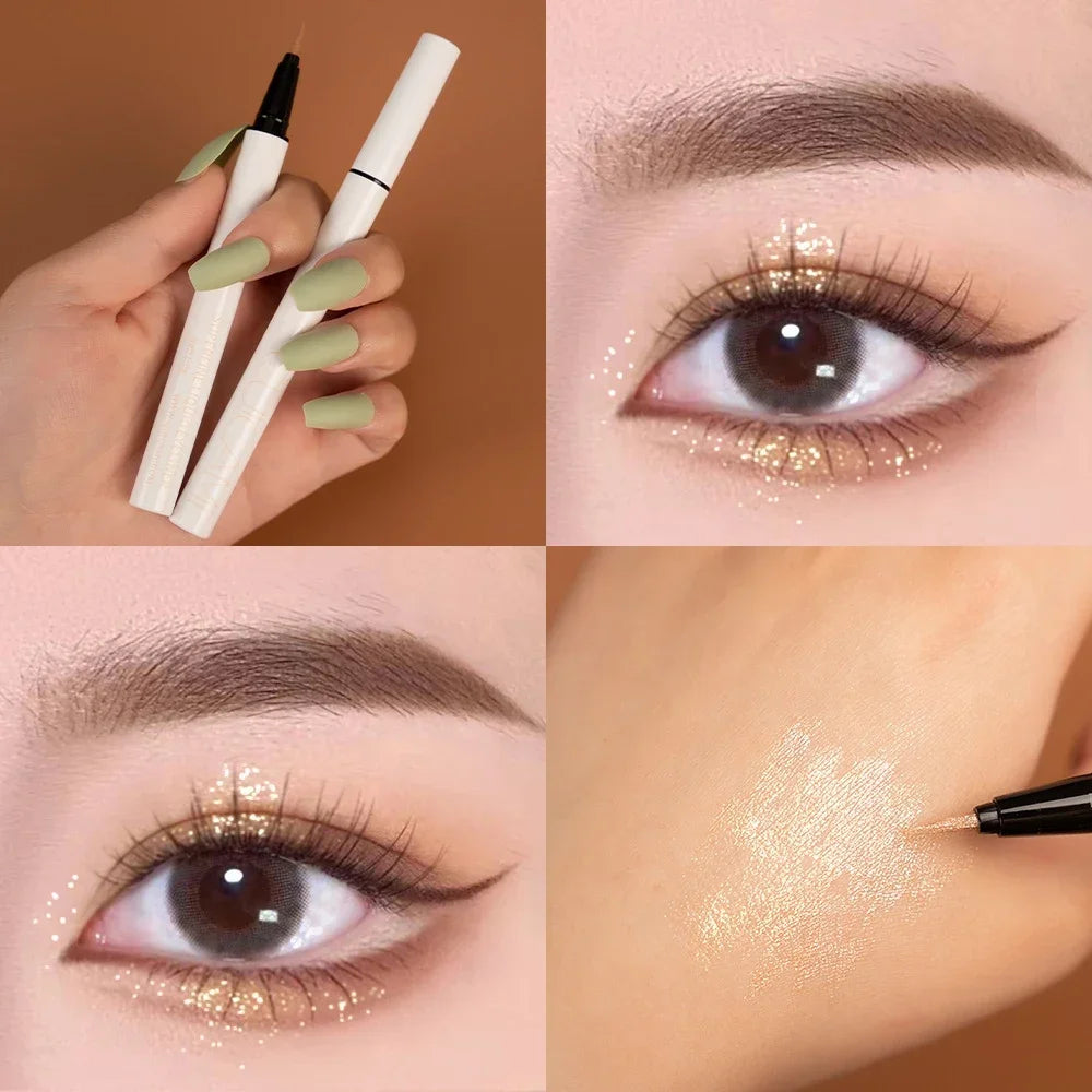 Shimmer Highlighter Pencil Smooth long lasting Waterproof Diamond Champagne Gold Pink Brighten Eye Shadow & Liner Silkworm Pen Zpaxo