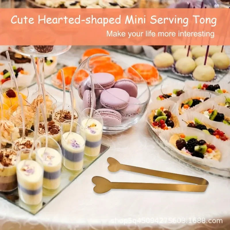 4/6PCS Stainless Steel Heart-Shaped Mini Tongs for Sugar/Ice Cubes Tea Party Wedding Coffee Bar Gift for Valentine's Day YUZI Zpaxo