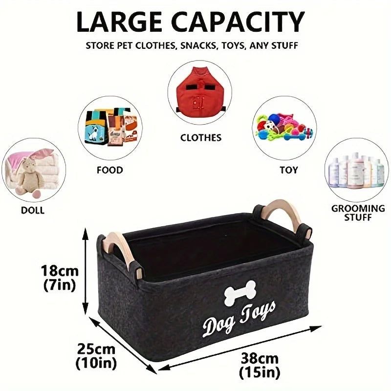 Felt Pet Toy Box, Dog Toy Box, Storage Basket Chest Organizer For Organizing Pet Toys, Blankets, Leashes And Food Zpaxo