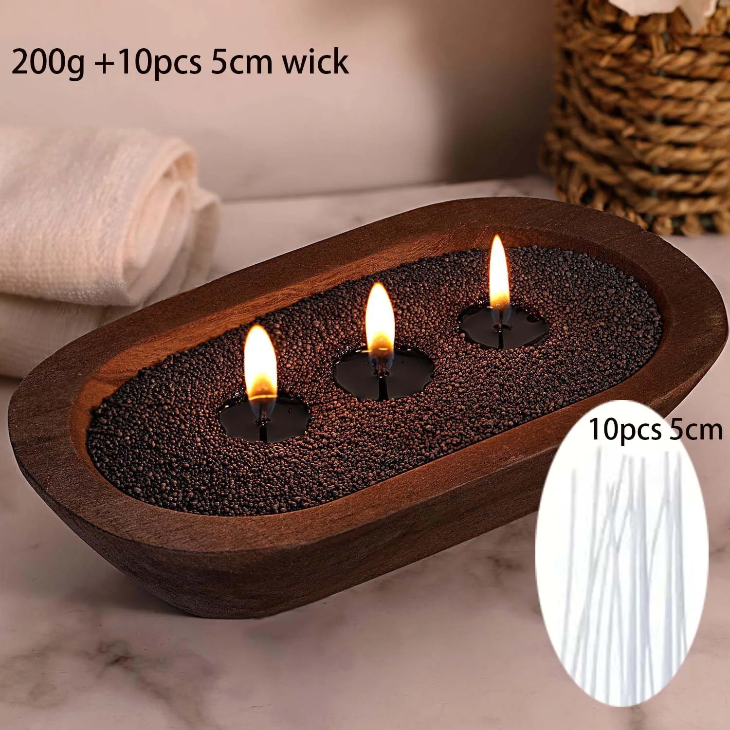 200G White Black Pearled Candle Sand Set with 10pcs Candle Wick DIY Handmade Materials For Beads Candle Making Kit Crafts Zpaxo black 10pcs wick
