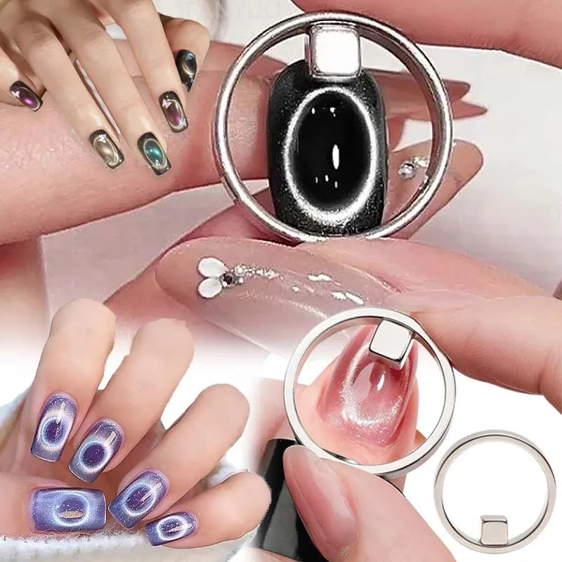 Hollow Cat Eye Magnet Gel Nail Polish Art Ring French Magnetic