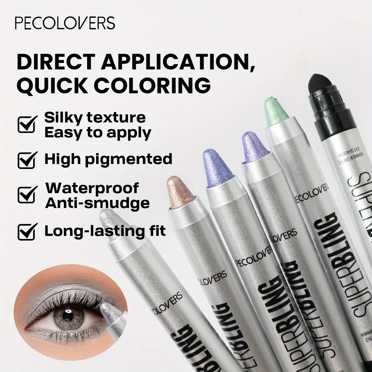 Pearlescent Eye Shadow Stick Long-lasting Shimmer Pigment Blue Purple Colorful Eyeshadow Pencil Colorful Eye Makeup Zpaxo