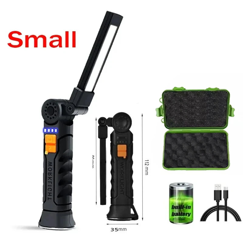 Powerful Led COB Work Light Magnetic Base Hook Rechargeable Portable Zpaxo Small-box