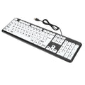 Black Low Vision Keyboard USB Wired Old People White Large Print Keys