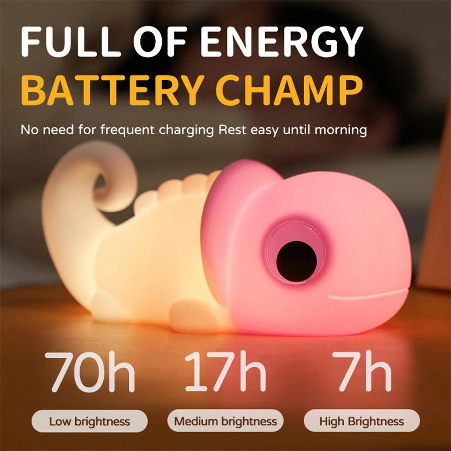 LED Color-Changing Night Light – Dimmable Rechargeable Bedside Lamp