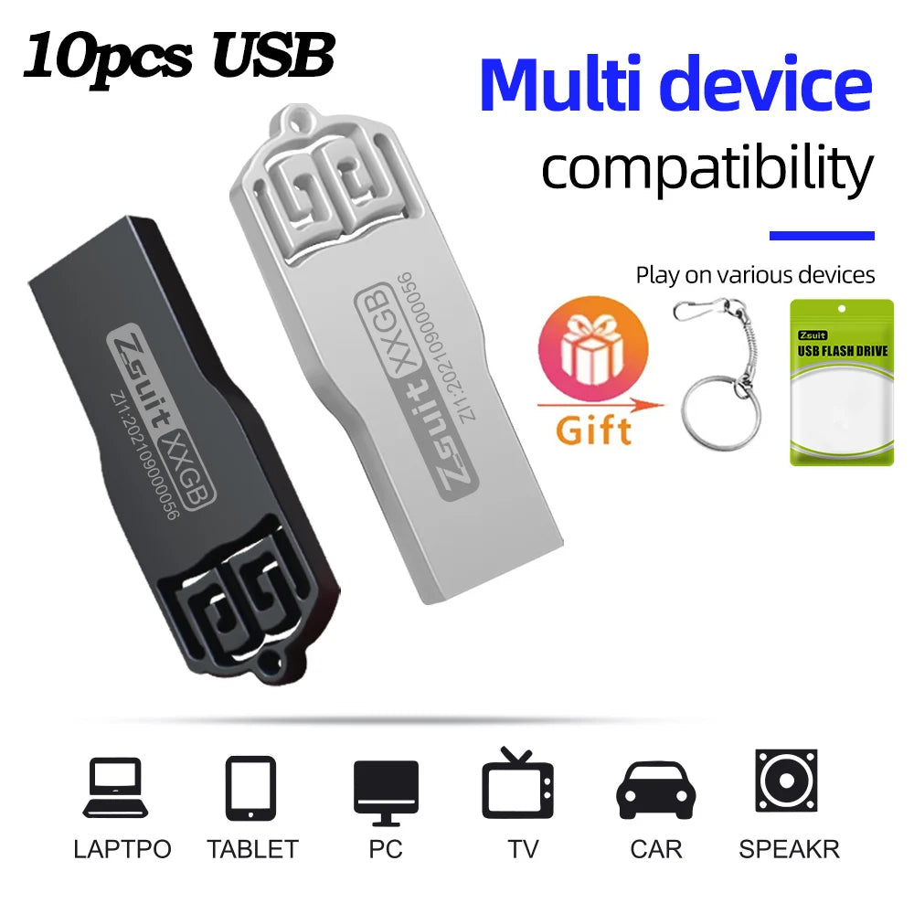 ZSUIT SX Creative USB Fash Drive 4GB 8GB 16GB Pen Drive 64GB Metal Memory Stick Pendrive128GB Custom Logo Gift 10Pcs U Disk Zpaxo