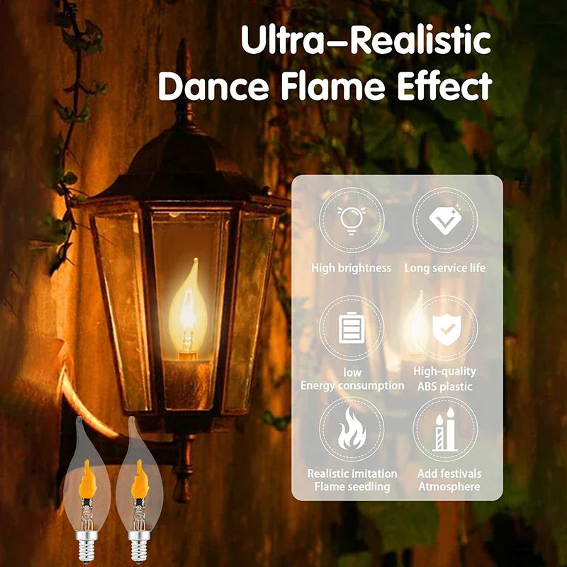 E12 E14 E27 Flickering Flame Light Bulbs LED Decoration More Zpaxo