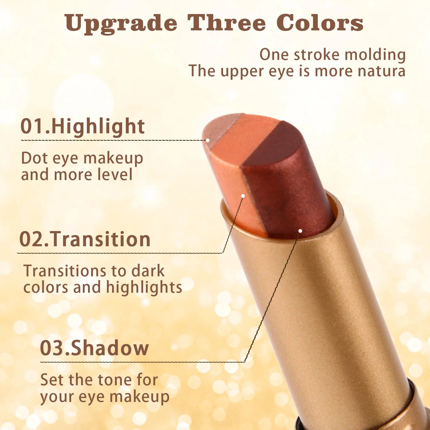 3-Color Eye Shadow Stick Waterproof Durable Easy Apply Natural Makeup