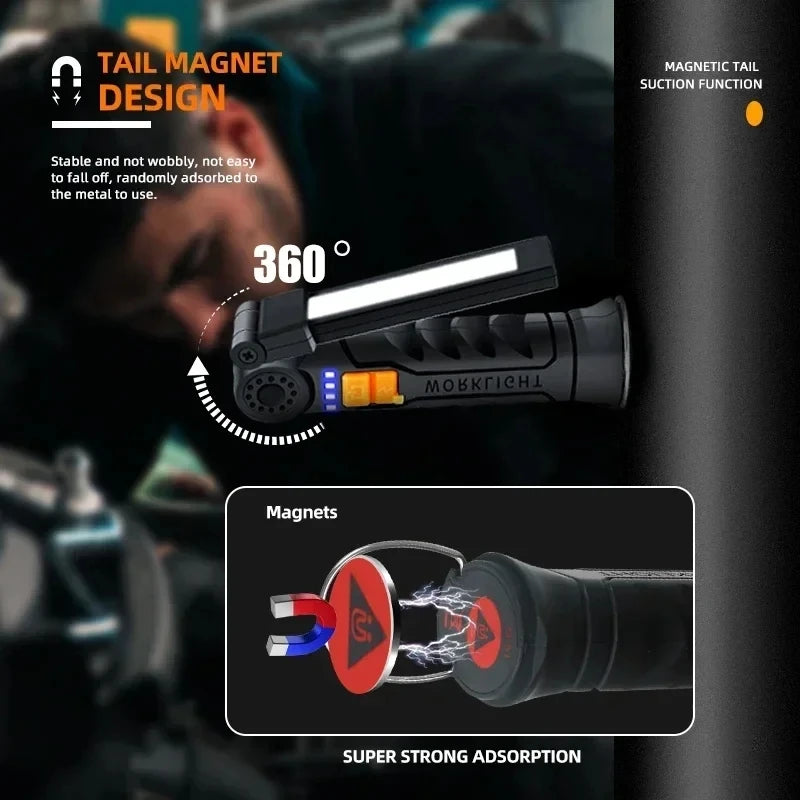 COB LED Rechargeable Work Light – Magnetic Camping Lantern