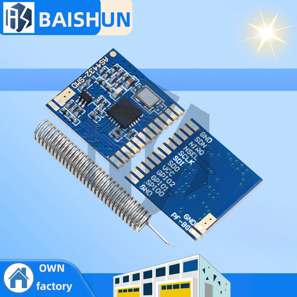 AS4432-SMD 433MHz Industrial-grade Wireless Module Si4432 SMD Chip Zpaxo