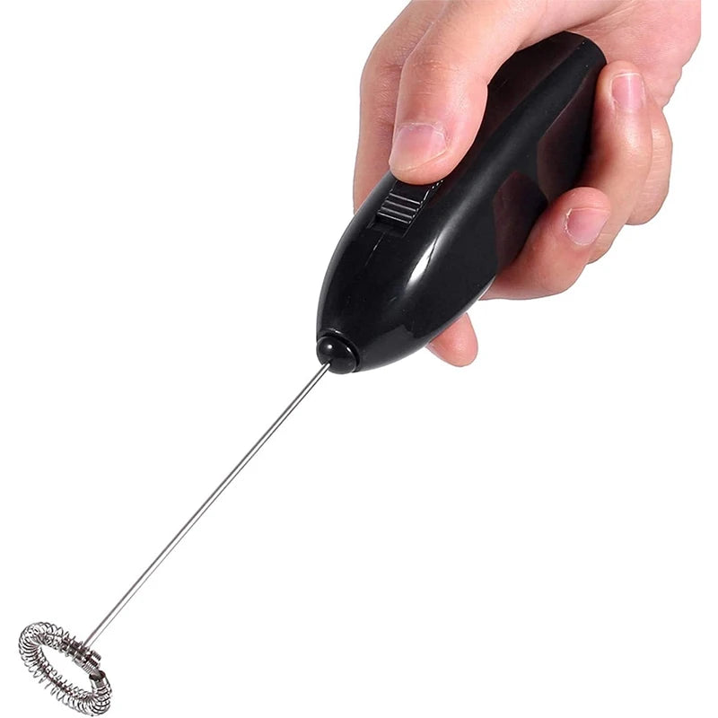 Handheld Electric Egg Beater Mini Battery Powered Milk Frother Coffee Drink Mixer Milk Foamer Kitchen Tools Zpaxo black