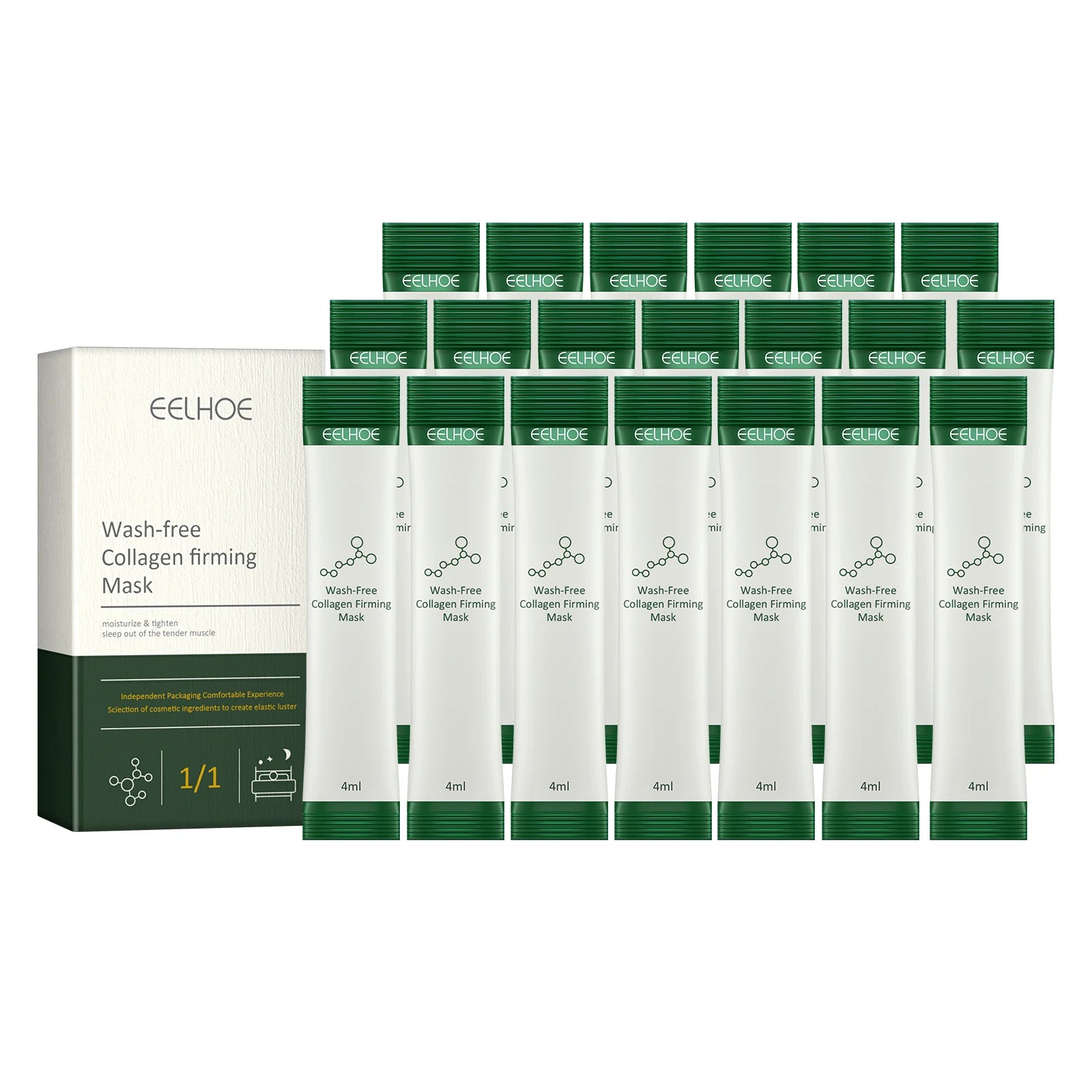 20Pcs Collagen Firming Mask Moisturizing Anti-Aging Hydrating Wash-Free Sleeping Facial Masks Nourishing Smooth Skin Care Zpaxo 20Pcs Boxed