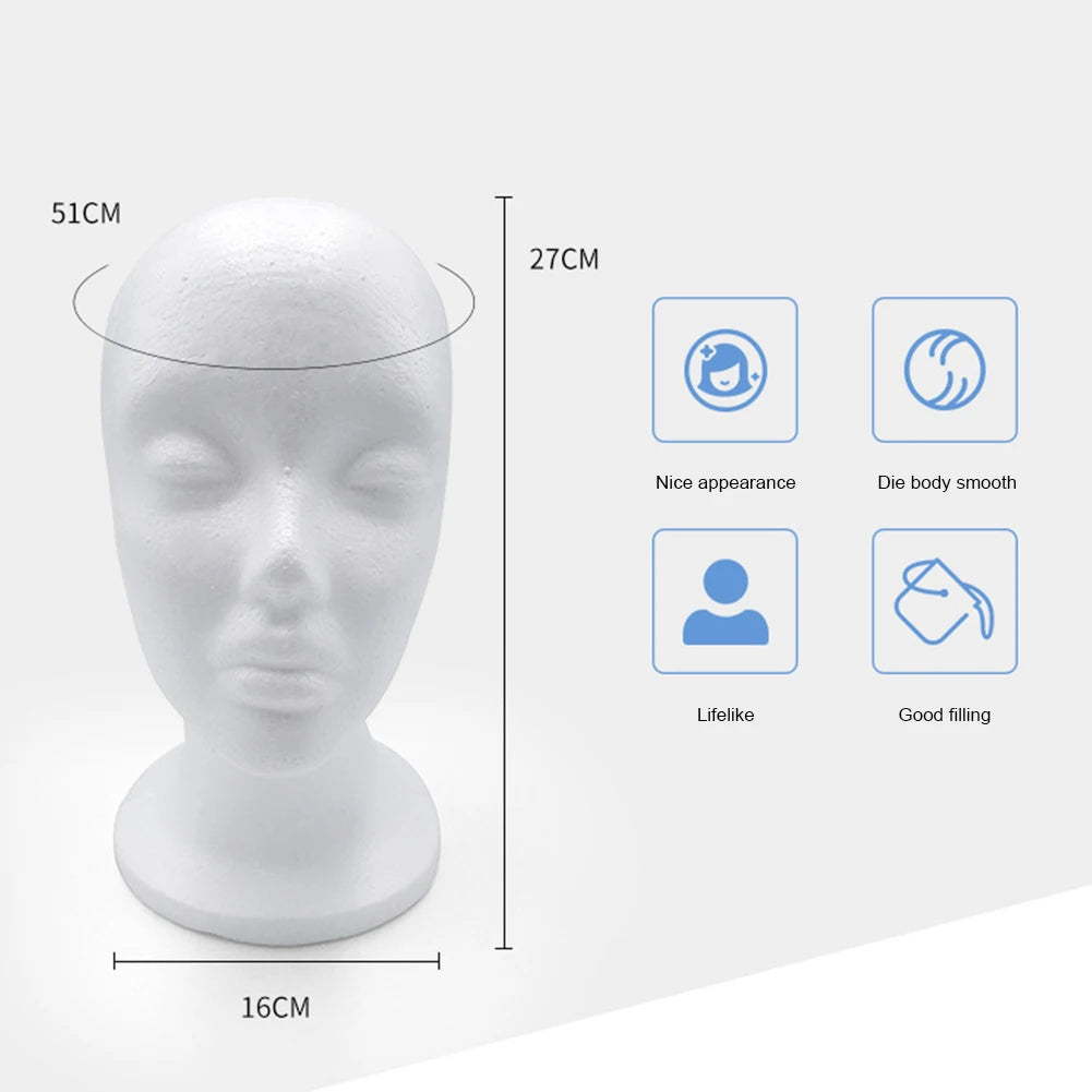 Foam Mannequin Head Model Hat Cap Wig Glasses Display Stand Rack Stable Base Shopping Mall Closet Holder Photography Prop Zpaxo Black No Stand