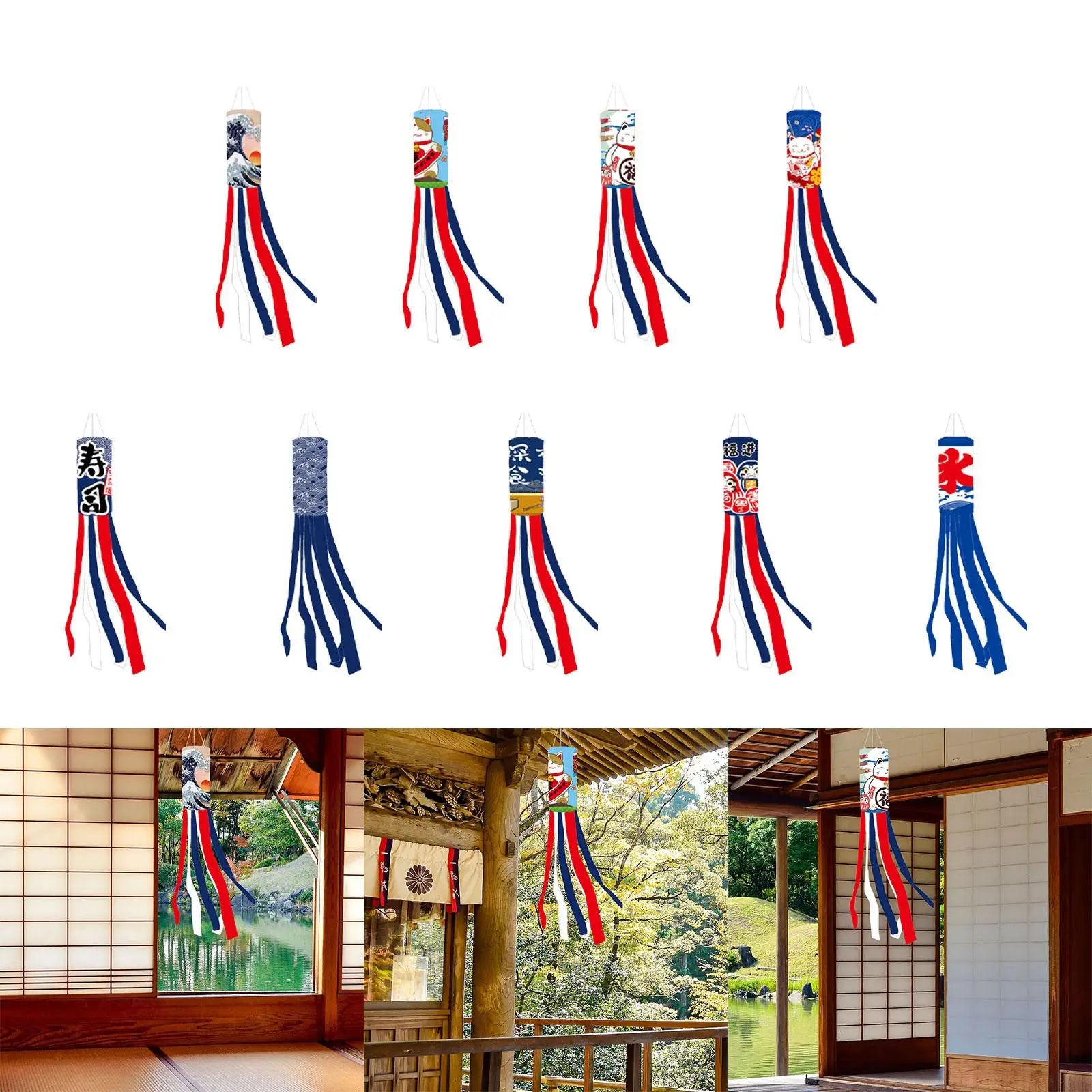Carp Japanese Wind Pipe Flag Polyester Creative Hanging Decorations for Sushi Bar Restaurant Home Festival Outside Gifts Zpaxo