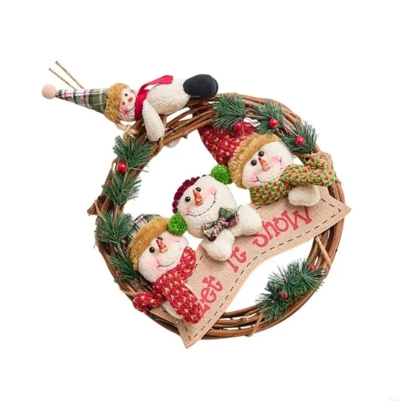 Christmas Santa Snowman Reindeer Flannel Wreath Festival Holiday