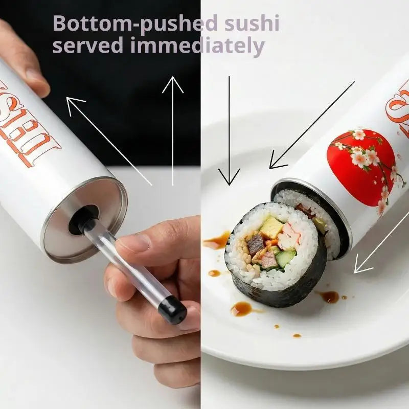 Round Sushi Push Box – Food Grade Paper Mold & Sauce Straw