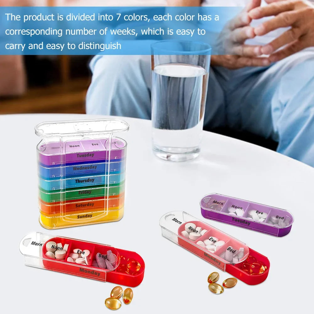 7 Days Pill Medicine Box Weekly Monthly Tablet Holder Storage