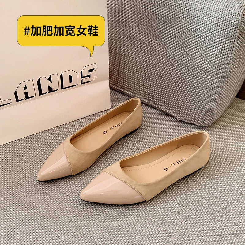 Womens Black Beige Two Tone Pointed Toe Ballet Flats Patent Leather Zpaxo 1688-35 Nude Color 37 China Mainland