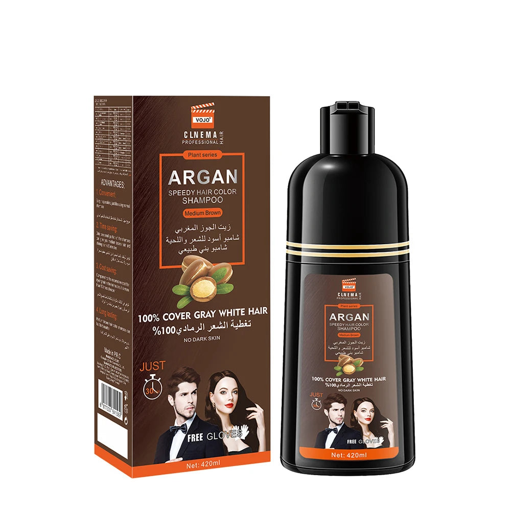 420ml Hair Dye,3-in-1 Hair Dye Shampoo Rapid Hair,Cleansing & Moisturising,Smoothing Black Hair Coloring Shampoo,Hair Care Zpaxo medium brown