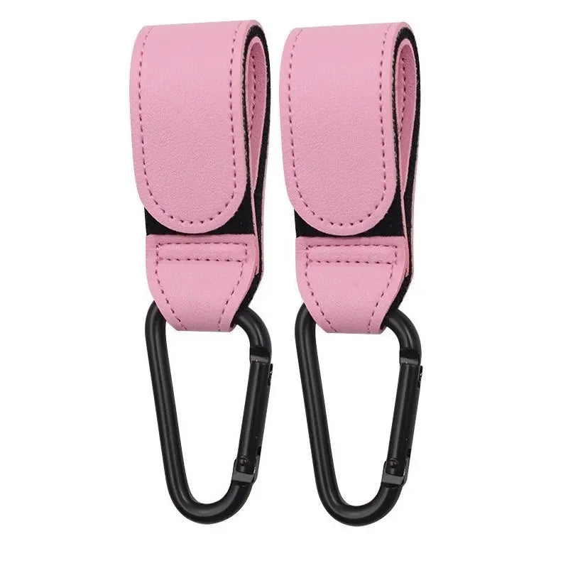 PU Leather Baby Stroller Hook Pram Rotate 360 Degree Rotatable Cart Zpaxo Pink 2pc