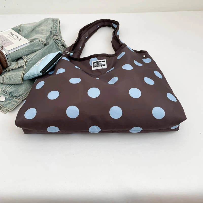 Women Girls Polka Dot Canvas Fashion Shoulder Handbag Vintage Zpaxo Coffee