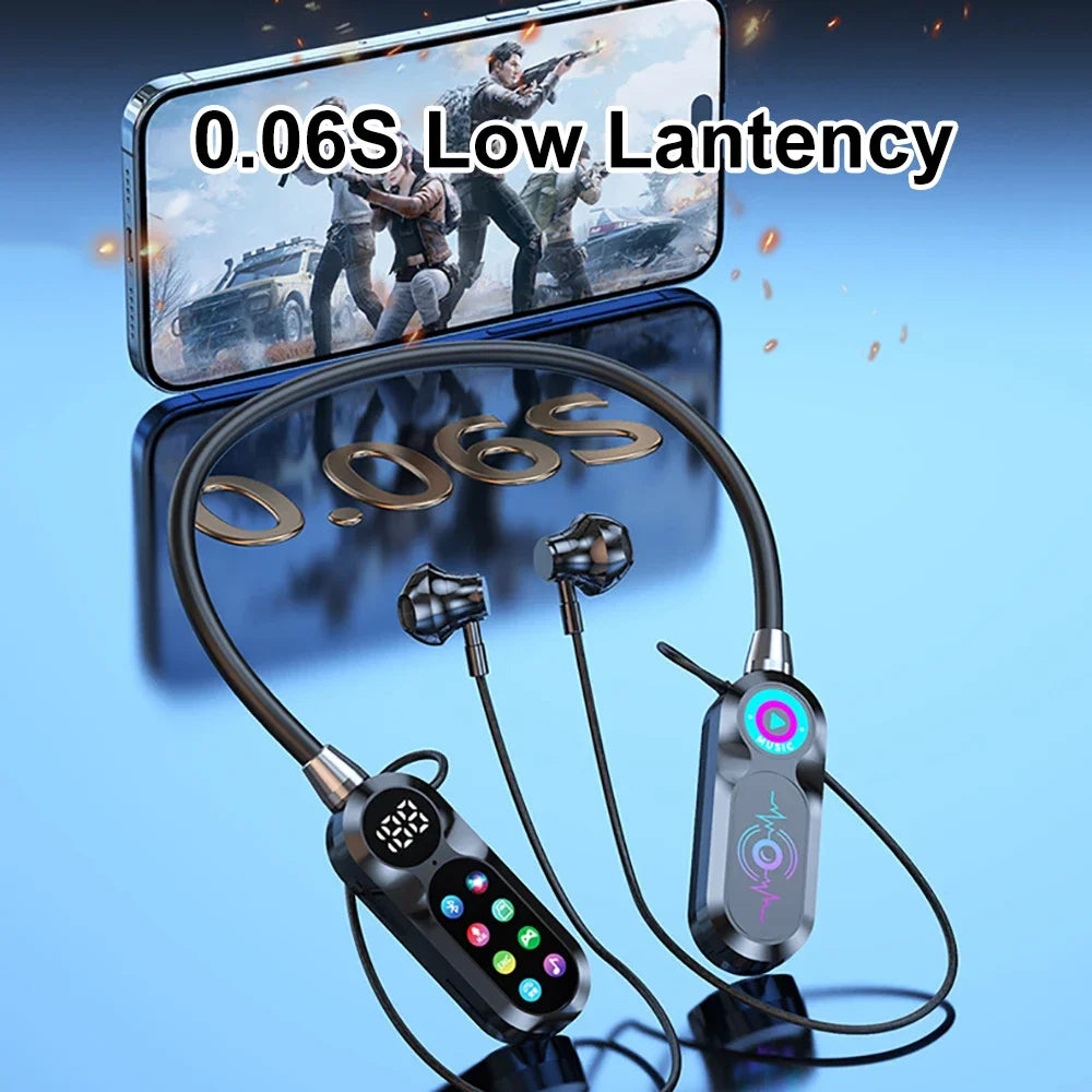 HD Screen Earphones Bluetooth 5 4 Headphones Neckband Headsets TWS
