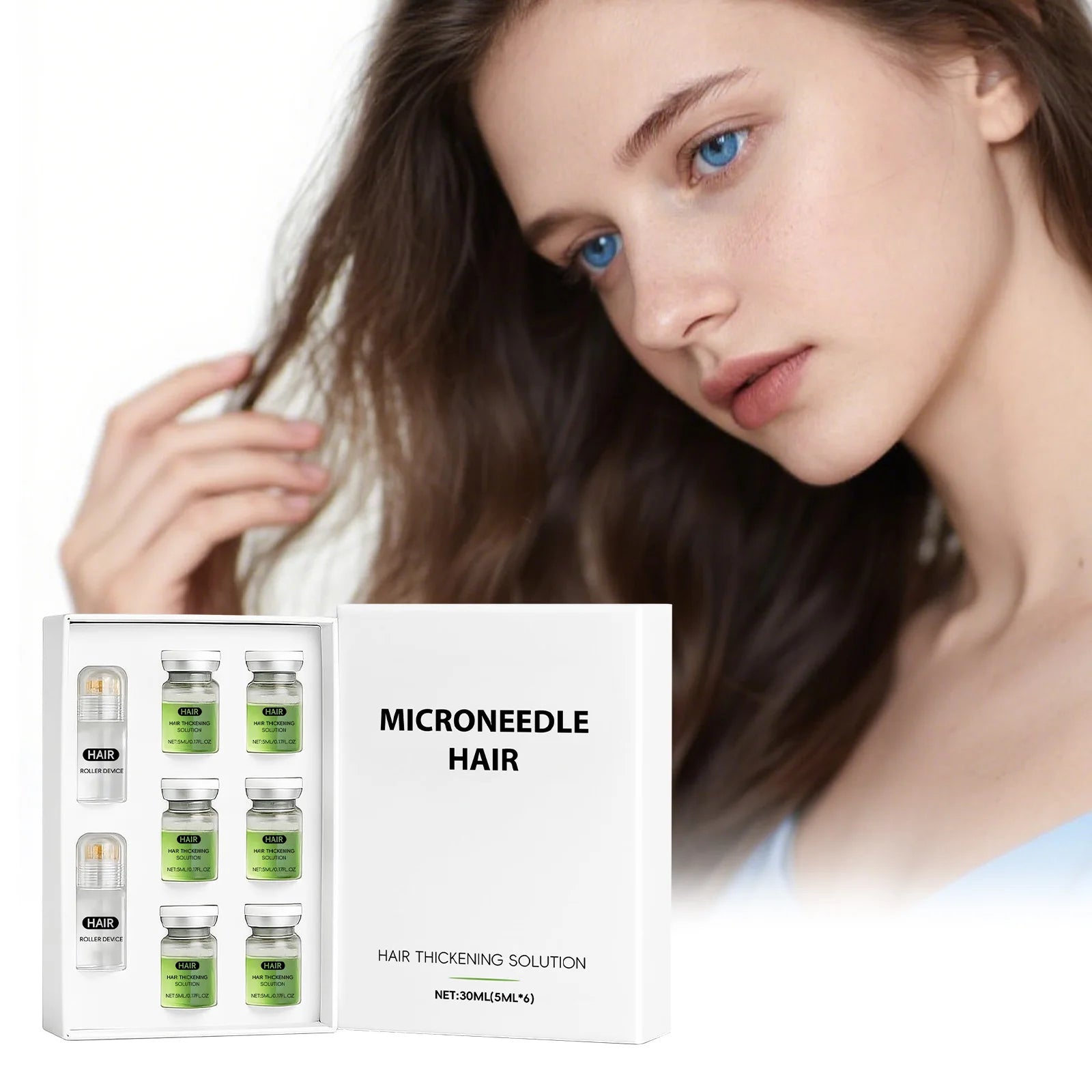 Hair Care Microneedle Roller Serum Scalp Nourishing Volumizing Thickening Appearance Care Vitamin E Strengthening Hair Roller Zpaxo