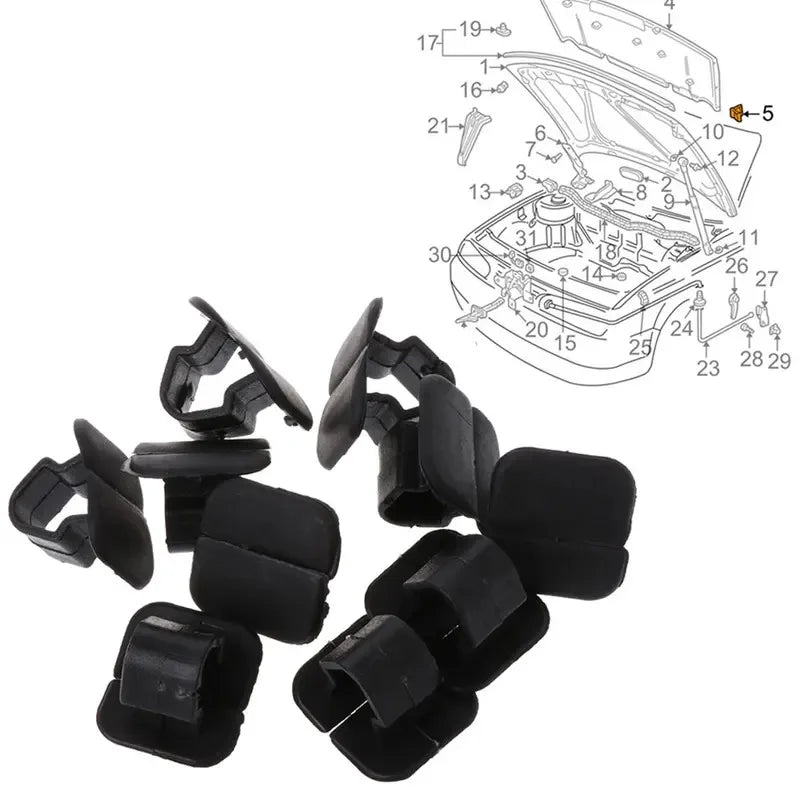 VW Engine Hood Insulation Clips – Plastic Rivets 10/30/60pcs