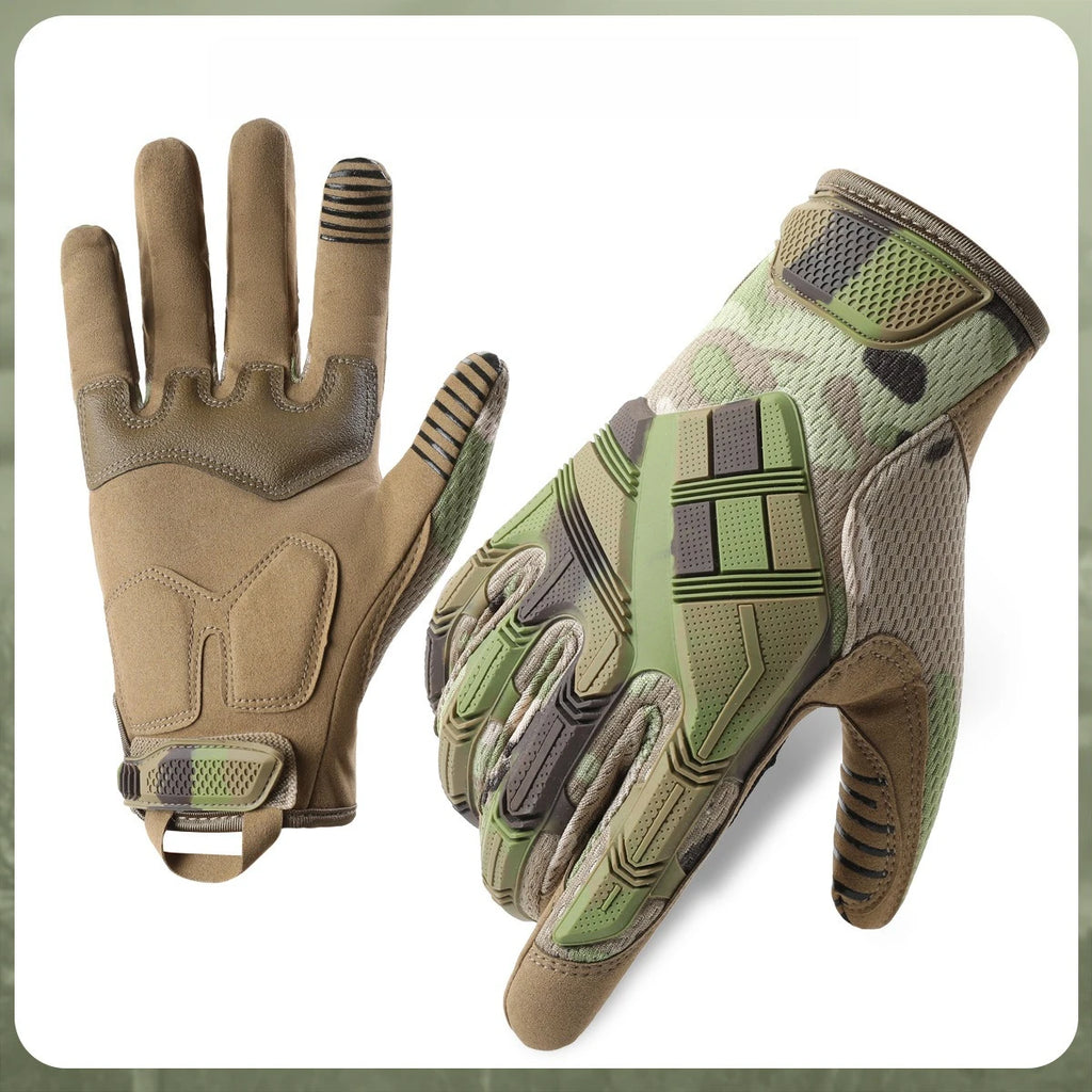 Full finger tactical gloves for mens touch screen protection anti slip and wear-resistant outdoor cycling sports tactical gloves Zpaxo camouflage1 L