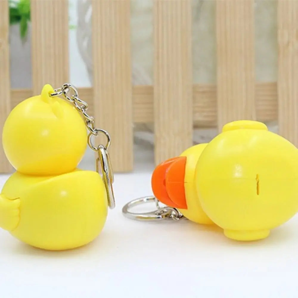 1 Pc Cartoon Yellow Duck Keychains Animal Shape Sound Light-up Keychains Model Doll LED Duck Keyrings Zpaxo