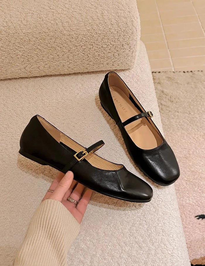 2025 Spring Women Mary Jane Shoes Fashion Square Toe Shallow Slip