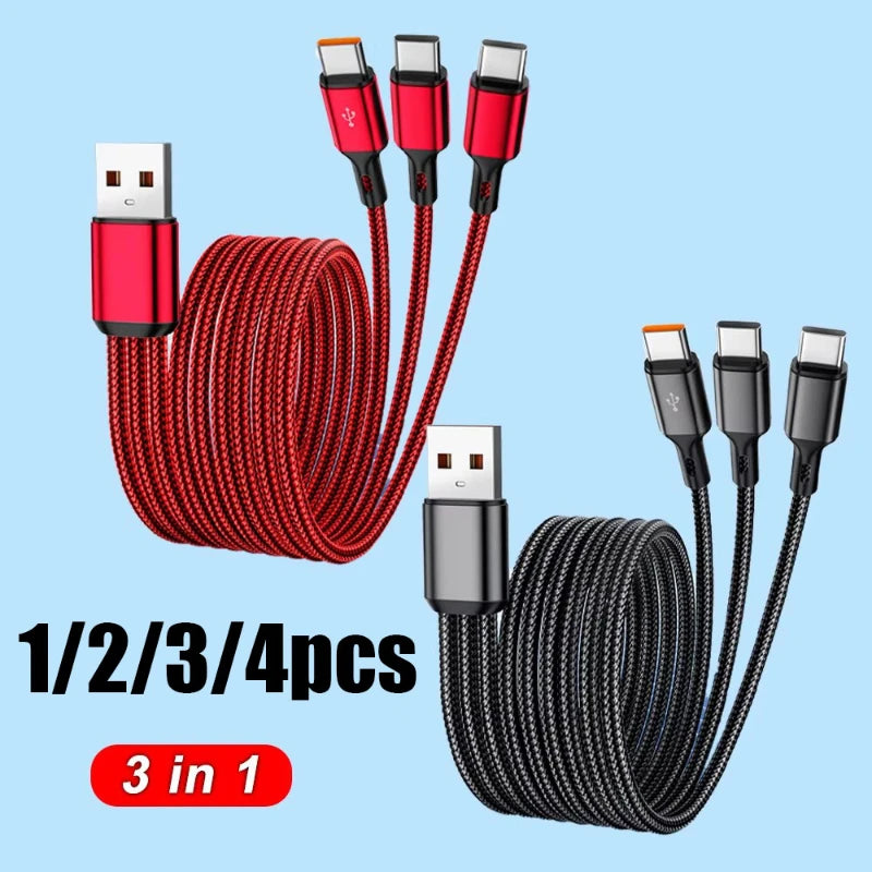 3-in-1 Fast Charging Cable USB-C Micro USB Lightning 1.2m