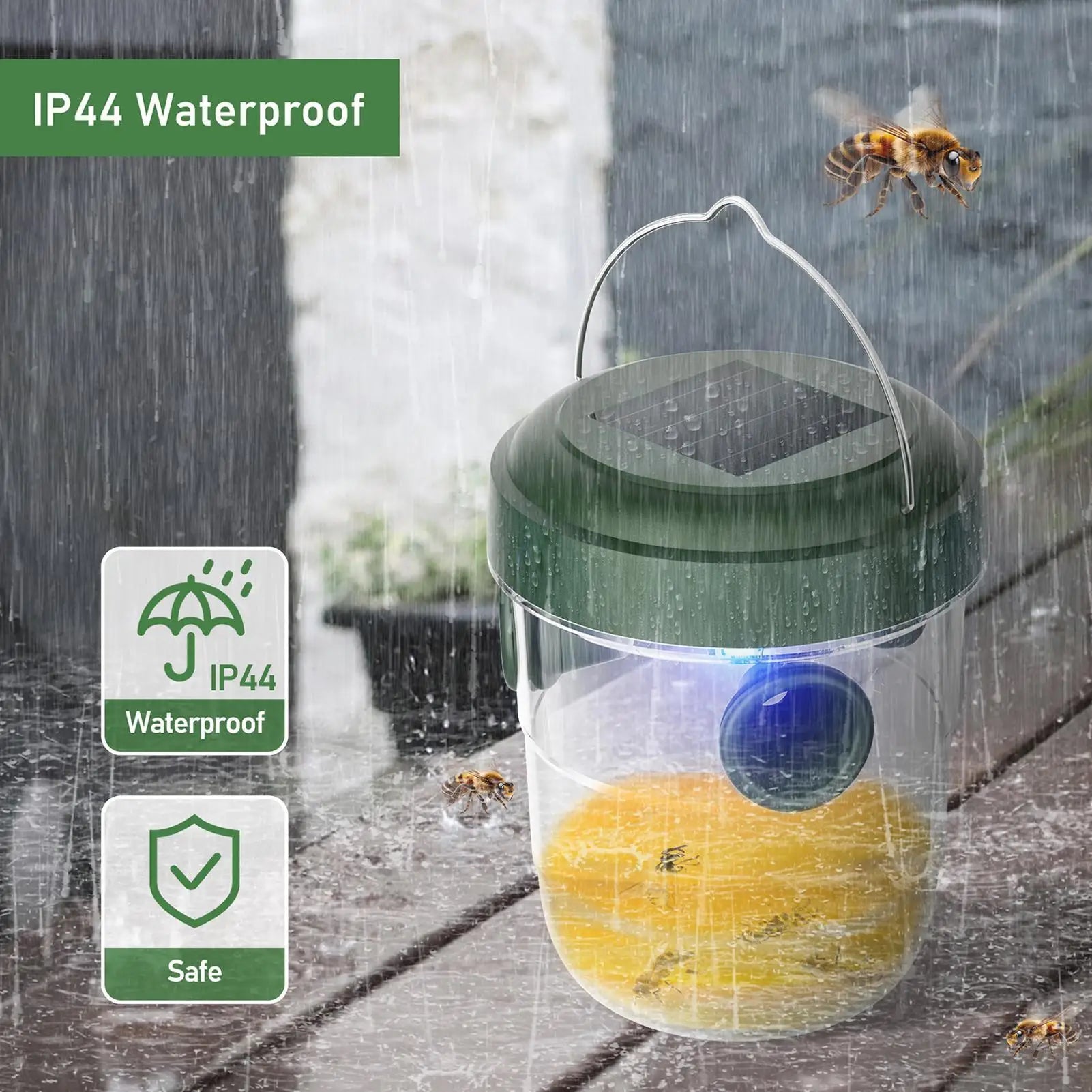1PC Solar Wasp Traps Clear Waterproof Hanging Hornets Trap for Indoor Outdoor Reusable Garden Fruit Bee Flying Catcher Zpaxo