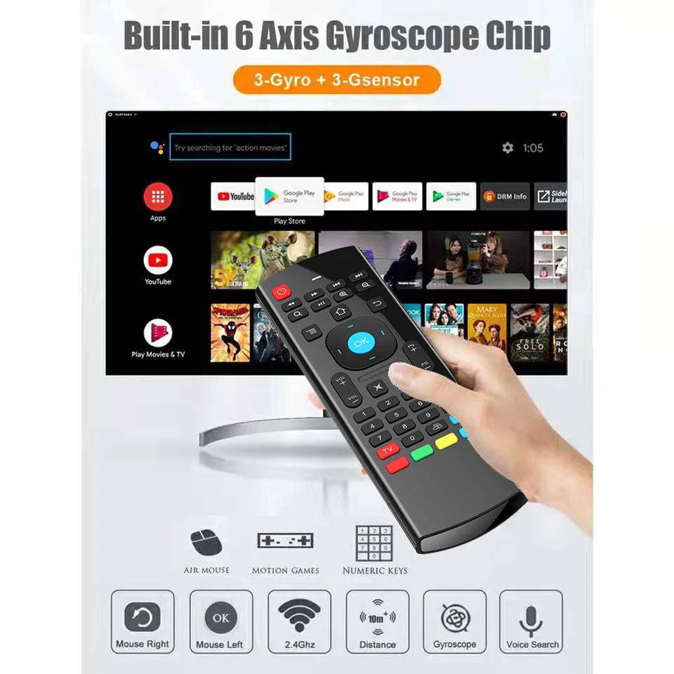 MX3 Voice Remote Control Wireless Air Mouse Mini Keyboard Backlit Zpaxo
