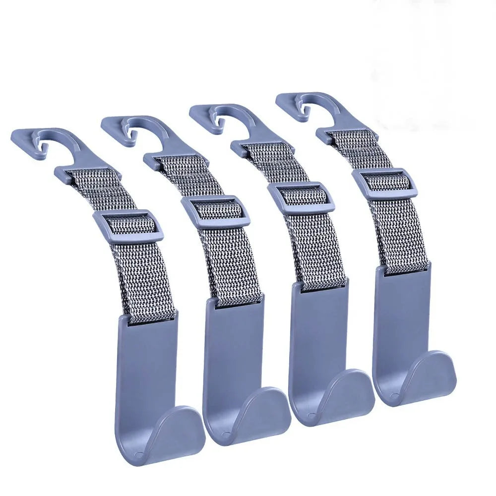 4Pcs/set Adjustable Car Seat Headrest Hook Space-Saving Large Load-bearing Car Seat Back Purse Hanger Reusable Easy to Install Zpaxo Grey