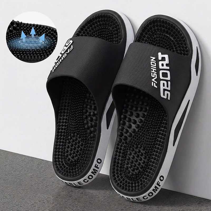 Fashion Men S Massage Slippers Indoor Outdoor Sandals Beach Casual