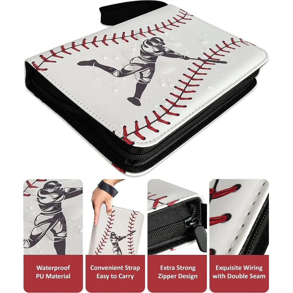Trading Card Binder 400 Pockets 50 Pages Zipper 3-Ring Album