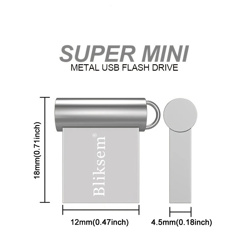 High-Speed Mini Pen Drive 128GB 64GB 32GB 16GB 8GB USB 2.0 Metal Flash Drive Portable Waterproof U Disk for Data Transmission Zpaxo