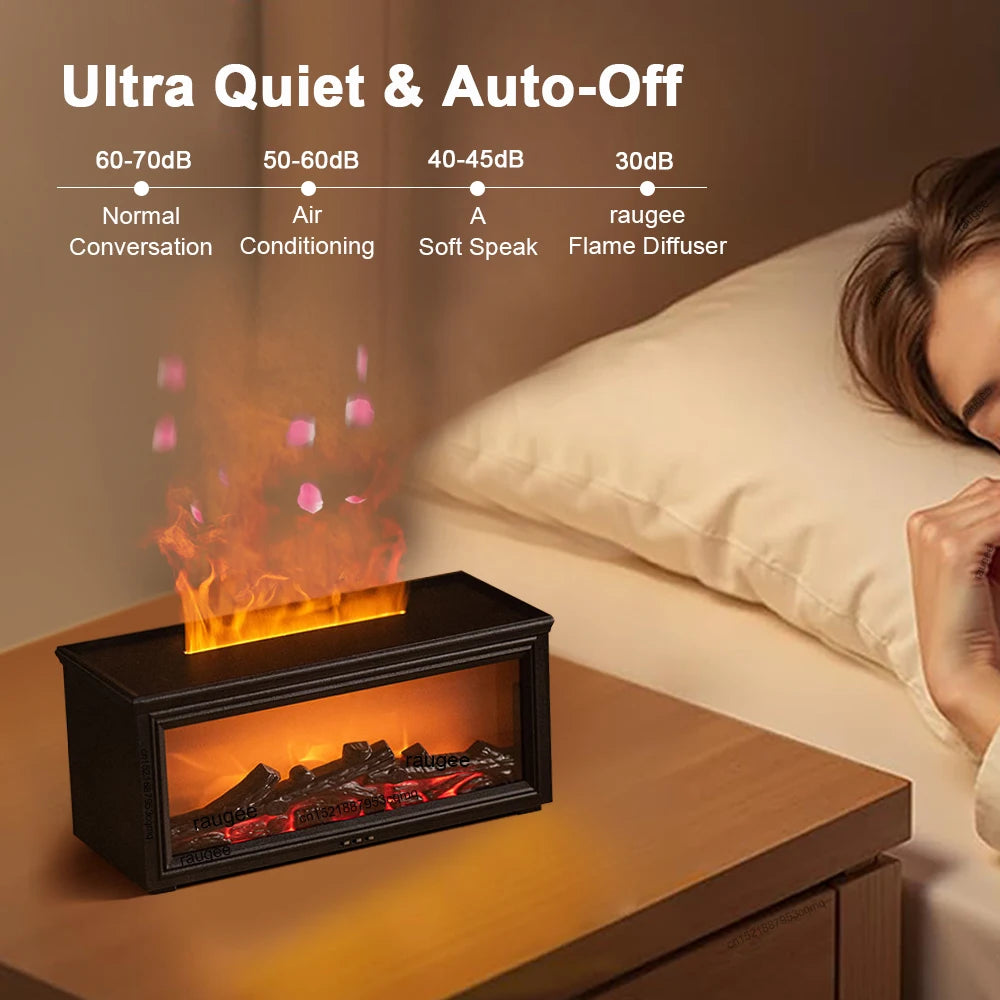 Aroma Air Humidifier Flame Fireplace Essential Oil Diffuser Desktop