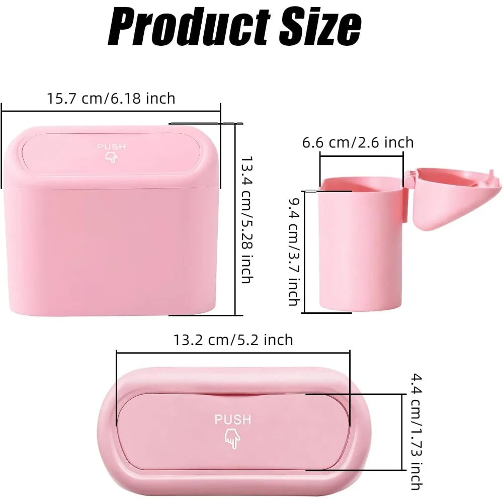 Car Small Trash Can Lid Leakproof Mini Garbage Waterproof Push Button