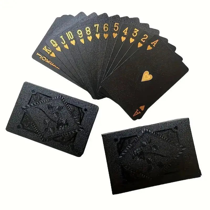 Magic Waterproof Black Gold Poker Cards Set - Premium Board Game Gift Collection for Adults, Durable Playing Cards Zpaxo 1set